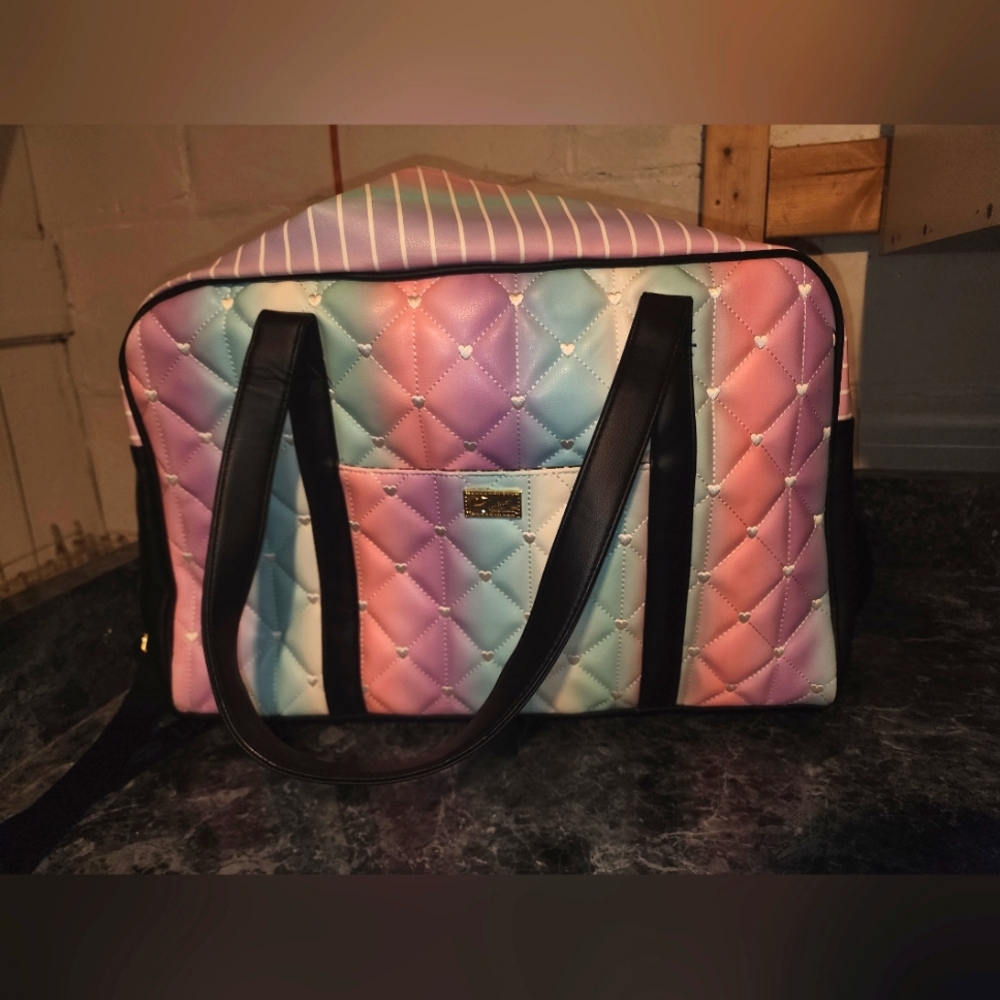 NWT LUV BETSEY by BETSEY JOHNSON BLUSH MULTI TRAVEL WEEKENDER LARGE BAG